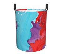 Red And Purple Circular Laundry Basket Hamper, Large Capacity Washing Baskets, Water Repellent & Collapsible Dirty Clothes Hamper With Handle, Organizer For Bedrooms & Bathrooms