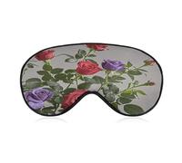 Red and Purple Roses Eye Mask Soft Sleep Mask for Side Sleeper Light Blocking Night Eye Cover with Adjustable Strap Sleep Shade Cover Night Blindfold Eyeshade Sleeping Masks for Travel