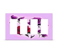 Red And Purple Roses Outlet Cover Exquisite Durable Decorative Wall Plate Premium Polycarbonate Thermoplastic 4-Gang Faceplate Covers Fashion Hidden Screw Light Switch Cover