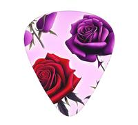 Red and purple roses Printed guitar picks for acoustic, electric, and band players, 12 pieces in 3 different thicknesses
