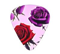 Red and purple roses the 12-piece guitar picks include three picks: thin, medium and heavy. suitable for electric, acoustic and bass guitars of all strengths