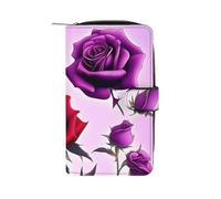 Red And Purple Roses Wallet Multifunctional Wallets for Men Compact Wallet Purse Passport Bag