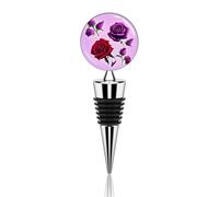 Red And Purple Roses Wine Stopper Zinc Alloy Beverage Bottle Stopper Reusable Leak Proof Wine Cork Cute Champagne Saver Decorative Bottle Sealer Plug Gift for Men Women