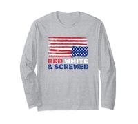Red and Screwed Distressed American Flag Political Long Sleeve T-Shirt
