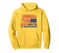 Red and Screwed Distressed American Flag Political Pullover Hoodie