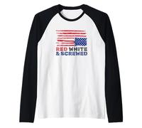 Red and Screwed Distressed American Flag Political Raglan Baseball Tee