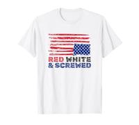 Red and Screwed Distressed American Flag Political T-Shirt
