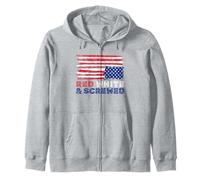 Red and Screwed Distressed American Flag Political Zip Hoodie