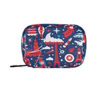 Red and White 4 July Independence Day Medication Bags with Detachable Compartments Reusable Pill Bag Organizer for Wallet