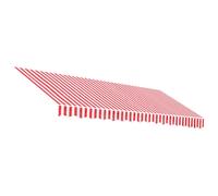 vidaXL Awning Top Replacement - Red/White Striped, Water/UV Resistant Polyester with PU Coating, 4x3m Compatible, 380x295 cm size