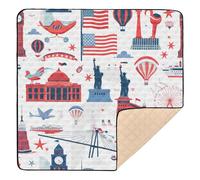 Red and White 4th of July Independence Day Cute Foldable Baby Activity Play Mat for Indoor Outdoor Lightweight Activity Entertainment Mat for Baby Kids Toddlers Infants, 50'' x 50''