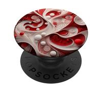 Red and White Abstract Geometric Fibonacci Spiral PopSockets Adhesive PopGrip