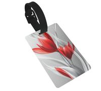 Red and White Abstract Red Tulip Luggage Tags Name Id Label Suitcase Tags, Ideal for Travel Cruise Backpacks Bag