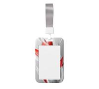 Red and White Abstract Red Tulip Sliding Id Badge Holder Hard Plastic Work Card Case Name Tag Protector for Nurses Office
