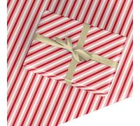 Red and White Candy Cane Stripe Wrapping Paper Roll - Wide 59.4cm x 3.6m Pink Peppermint Diagonal Striped Gift Wrap for Christmas, Birthday, Kids, Adults, Friends and Family