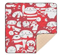 Red and White Candy Color Soft Padded Baby Play Mat for Floor Water Resistant Padded Baby Mat for Babies Infants Toddlers, 50'' x 50''