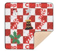 Red and White Check Christmas Cute Foldable Baby Play mat for Indoor Outdoor One-Piecing Foldable Activity Entertainment Mat for Newborns Babies Infants Toddlers, 50'' x 50''