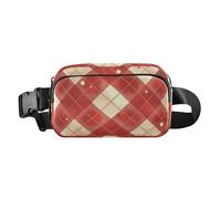 Red and White Checkerboard Squares Fashion Fanny Waist Pack for Women Men Mini Bum Bag Belt with Adjustable Strap for Travel Gym Work
