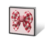 Red And White Checkered Crochet Yarn Bow Unisex Brooches & Pins Square Lightweight Lapel Badge Jewelry for Clothing Shawl Hat
