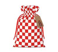 Red And White Checkered Pattern Christmas Drawstring Gift Bags Reusable Xmas Presents Storage Bags Party Favorstags 4.7 * 6.9inm
