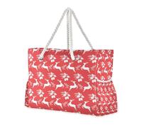 Red and White Christmas Elk Portable Duffel Bags for Traveling with Side Pocketes Bag Beach Sports for Travel Gym Vacation