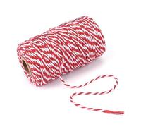 Red And White Christmas Twine - 100m Two-color Cotton Yarn Rope, 1.5mm Christmas Gif-t Wrapping DI-Y Braided Rope, du-rable Cotton Bakers Twine String For Crafts