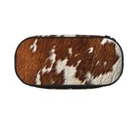 Red and White Cowhide Print Pencil Pouch for Kids Fun Pencil Case Pouch for Girls Large Pen Case with Zipper, Portable Pencil Bag Holder for School Sudent Teacher Stationery