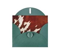 Red and white cowhide Prints Pearl Paper Horizontal Festival Greeting Card for Birthday Cards and All Occasions, Dark Green