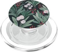 Red and White Dark Flower Botanical Print PopSockets PopGrip for MagSafe