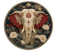Red And White Elephant Rätsel Für Erwachsene |circular Pattern| Familienspaß-Puzzles 1000pcs (67.5x67.5cm) Erwachsene