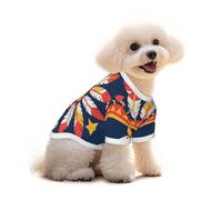Red and White Feathers Print Dog Clothes Soft Cotton Dog T Shirt for Small, Medium and Large Dogs for Daily Wear