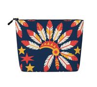 Red and White Feathers Print Stylish Makeup Bag, Cosmetic Bag for Women for Daily Use, Trips and Business Travel