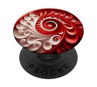 Red and White Fibonacci Spiral Abstract Art PopSockets Adhesive PopGrip