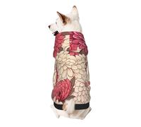 Red and White Flowers Dog Hoodie – Soft & Breathable Polyester Pet Clothes for Small, Medium, and Large Dogs