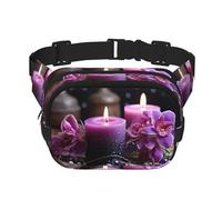 Red and White Flowers Fanny Pack for Women Men Fashion Waist Pack Adjustable Belt Bag for Workout Running Travelling Casual Waist Bag, Purple Flowers And Candles, One Size