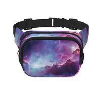 Red and White Flowers Fanny Pack for Women Men Fashion Waist Pack Adjustable Belt Bag for Workout Running Travelling Casual Waist Bag, Purple&Blue Galaxy, One Size