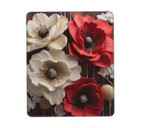 Red and White Flowers Mouse Pad with Non-Slip Rubber Base 10 x 12 inch Mouse Mat with Stitched Edge Gaming Mousepad for Wireless Mouse Computer Laptop Home Office Desk Pad