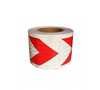 Red and White Hazard Caution Tape, Self Adhesive Reflective Tape Multicolor 25M x 10Cm 0.4Mm(Red White)