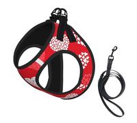 Red And White Hearts And Love,Pet Harness,Adjustable Reflective Dog Harness,Pet Leash Vest,L