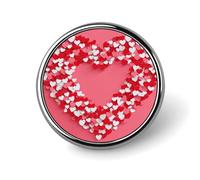 Red And White Hearts on Pink Round Brooch for Men Women Fashion Badge Collar Pin Dress Jacket Backpack Accessories