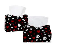 Red and White Hearts Paw Collapsible Storage Tissue Box - Foldable Desktop Organizer, 7.48 x 5.51 x 5.91 Inches, Lightweight (63g) for Home, Office & Car