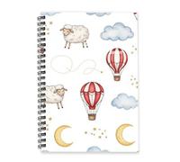 Red and White Hot Air Balloons Diary 2026 A5 To Do List Notebook Calendar Diary 2026 Mens Notebook for Housework Week To View Monthly Year Planner with Dotted Line Note Page Slim
