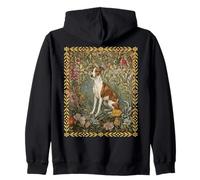 Red and White Italian Grehound or Whippet Vintage Zip Hoodie