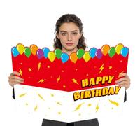 Red and White Lightning Birthday Card, 50x35cm/19.7x13.8in Giant Big Jumbo Guest Book Large Huge Birthday Greeting Card with Envelope for Kids Boys Girls Party Gifts Decorations & Supplies