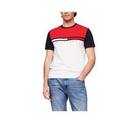 (Red and White, M) Tommy Hilfiger Mens T Shirt Colorblock Flag Tee