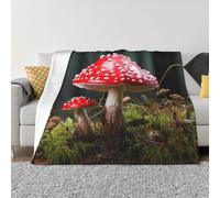 Red and White Mushroom Blankets for Couch Soft Fleece Throw Blanket Luxury Flannel Lap Blanket Gifts Lightweight Air Conditioning Blankets Fuzzy Cozy Throws for All Seasons