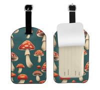 Red and White Mushroom Print 4.3 x 2.76 inch Cute Tags Elegant Luggage Tags Suitcases Stylish Travel Accessories