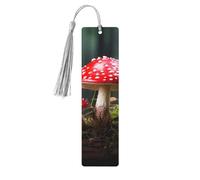Red and White Mushroom Wood Bookmark for Men Women Reading Wooden Bookmarks Unique Handmade Book Marks with Tassel Pendant Craft Bookmark for Book Lovers Birthday Teachers Gift