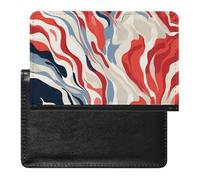 Red And White Passport Holder with 3 Card Slots, Portable PU Leather Travel Wallet, Slim Protective Cover for Passport, ID, Credit Cards