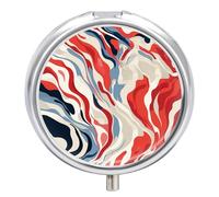Red and White Pill Organizer 3 Compartments, Round Small Pill Box for Purse & Pocket, Portable Daily Medicine Box to Hold Vitamins, Supplements, Pills, Fish Oil